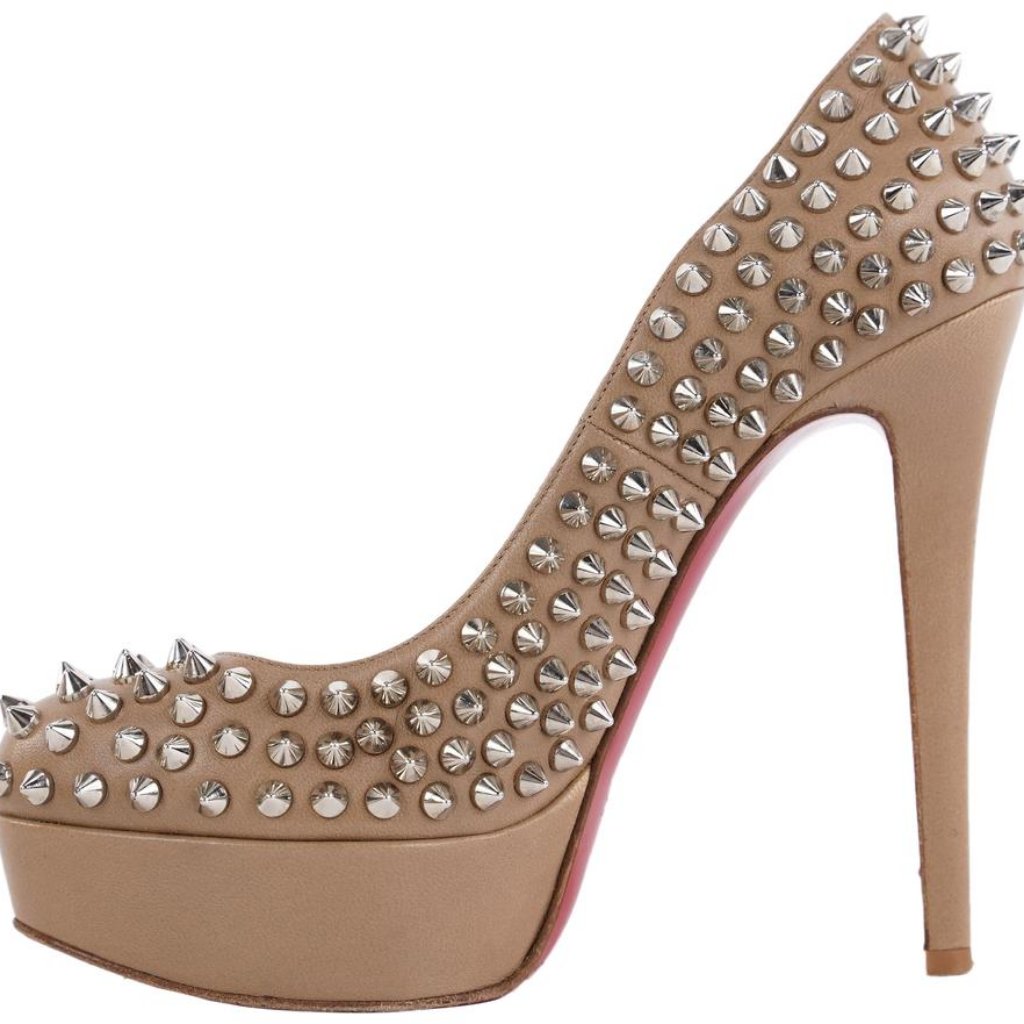 Christian Louboutin Nude Beige Bianca Spikes 140